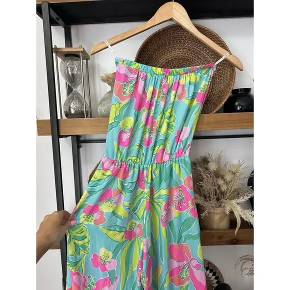 Lilly Pulitzer Size XS Strapless Wide Leg Elastic Waist Jumpsuit - Picture 3 of 8